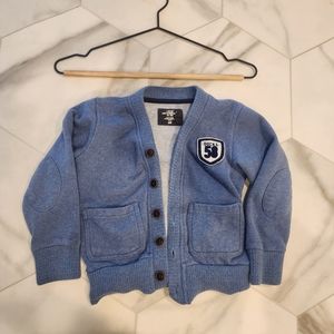 H&M LOGG boys blue long sleeve button down cardigan size 4-6 .